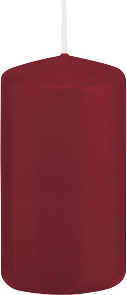 Trend Candles Cilinderkaars/stompkaars - bordeauxrood - 6 x 12 cm - 40 branduren - met brandvertragende folie