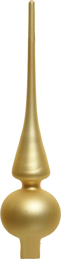 Gouden kerstboom piek met bal en punt, mat glas.