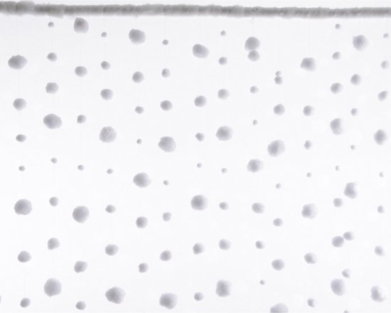 Decoris sneeuwballen gordijn met druppels - wit - 90 x 200 cm - sneeuwversiering