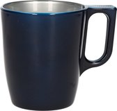 Koffiekopjes/bekers donkerblauw 250 ml - Koffie/thee kopjes van keramiek