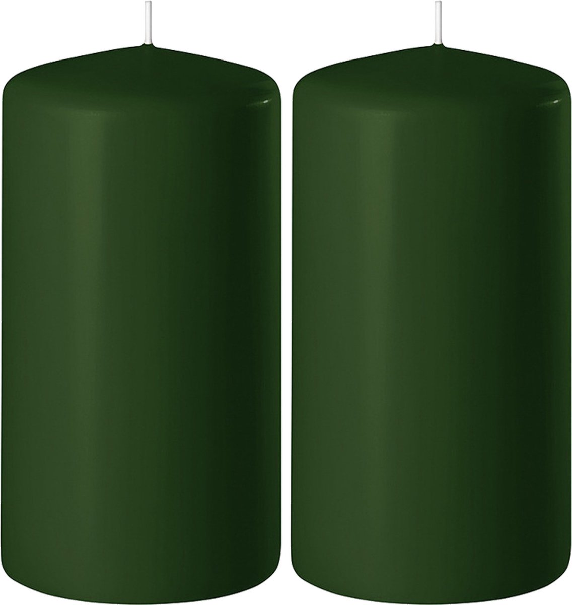 Enlightening Candles 2x Donkergroene cilinderkaarsen/stompkaarsen 6 x 15 cm 58 branduren - Geurloze kaarsen donkergroen - Woondecoraties