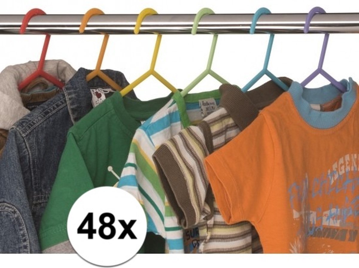 Kledinghangers voor kinderkleding - 48x stuks - plastic - 28 cm - klerenhangers