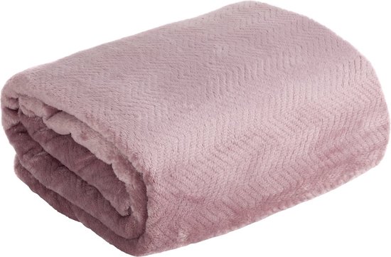 Plaid de Luxe Plaid CINDY Type 5 rose - 150 x 200 cm - salon - intérieur - chambre - couverture - cosy - polaire - couvre-lit