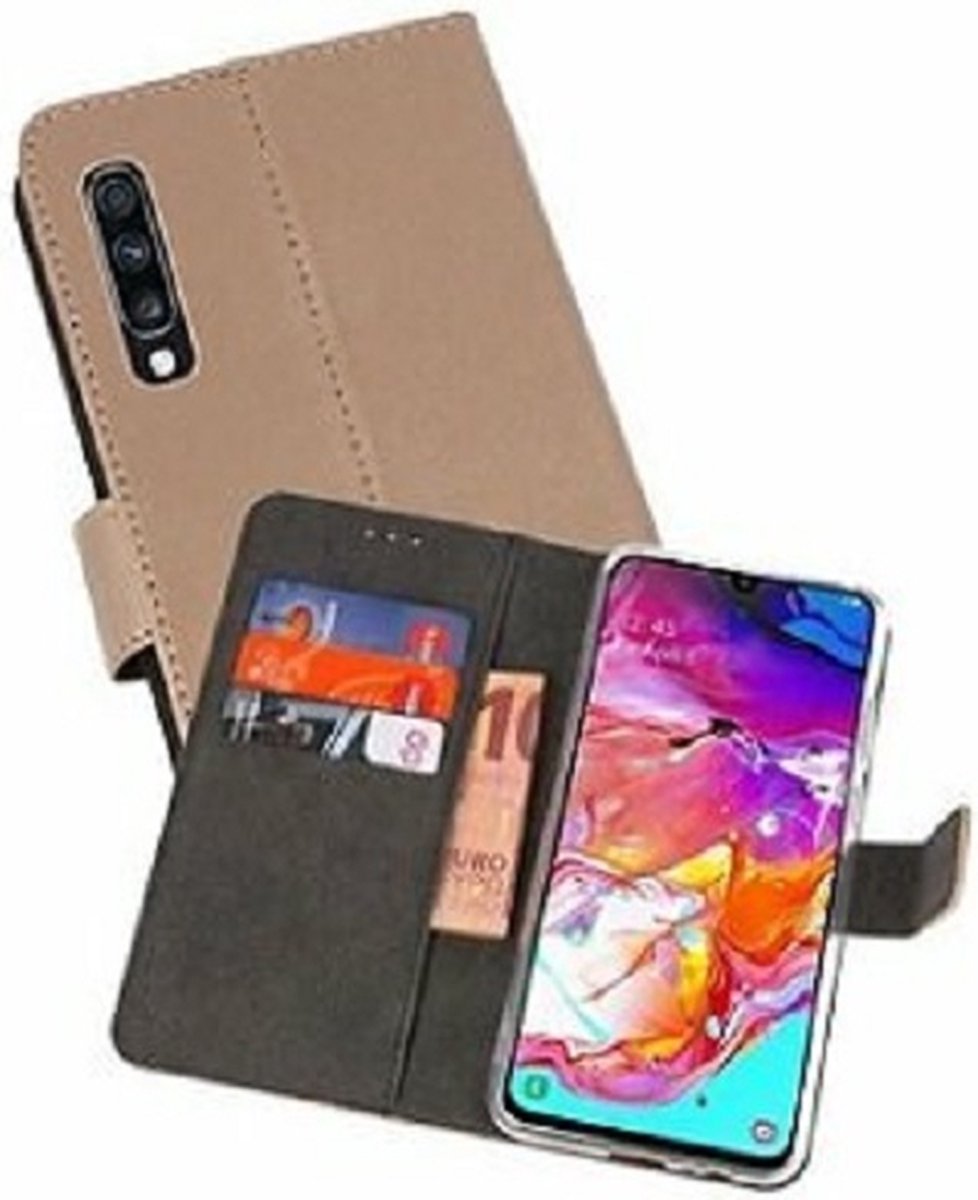 Samsung A70 Hoesje Met Pasjeshouder Bookcase Goud