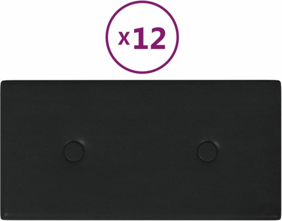 vidaXL-Wandpanelen-12-st-0,54-m²-30x15-cm-kunstleer-zwart