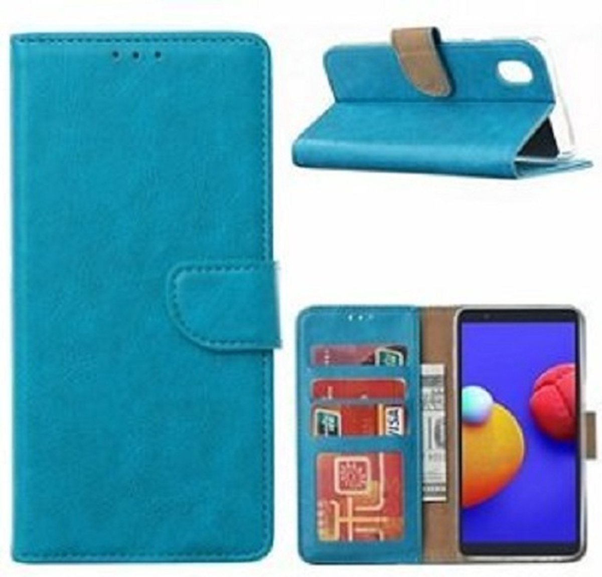 Samsung A01 Hoesje Met Pasjeshouder Bookcase Turquoise