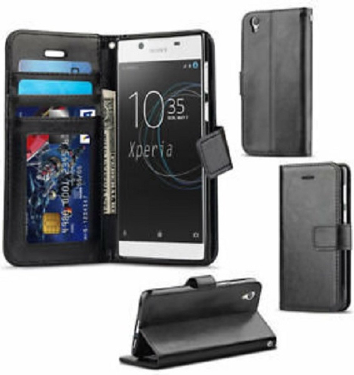 Sony Xperia Z3 Hoesje Met Pasjeshouder Bookcase Zwart