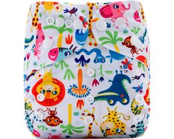 Duurzame luiers - Wasbare luier met inlegger - Herbruikbare luier - Pocket luier - 3-15 kilo - Vrolijke diertjes