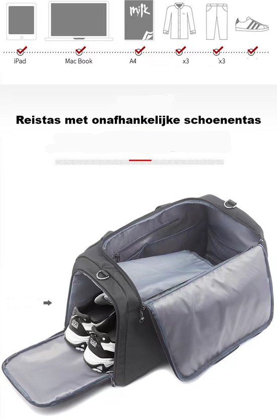 Pro-Care 90L XXL Supreme Travel Bag - Compartiment à Chaussures pour femmes - Antivol - Fabric Oxford Full Waterproof - 60x26x30 cm - Sac week-end - Zwart