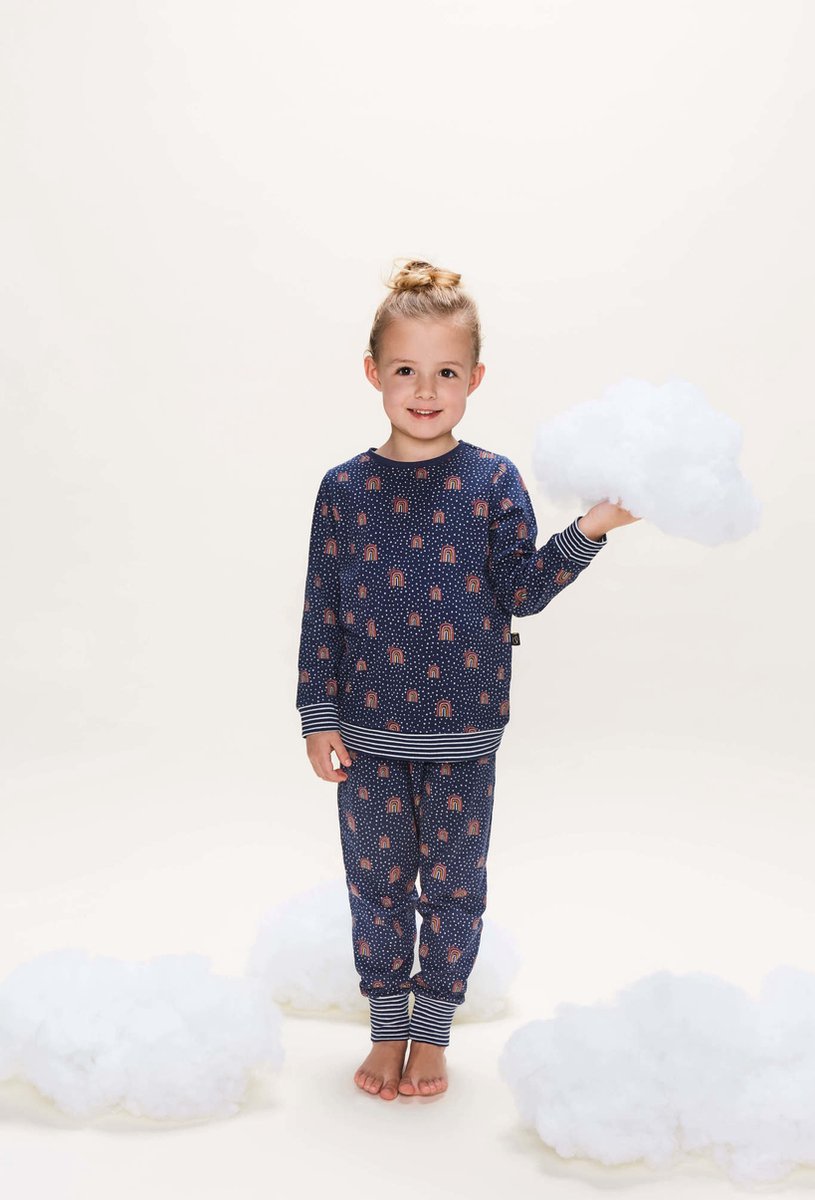 Charlie Choe meisjes pyjama ao Rainbow en Dots Navy