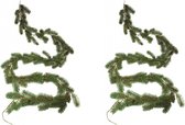 2x Dennenslinger guirlande Kerstslinger groen 180 cm - dennenslingers/dennen guirlandes