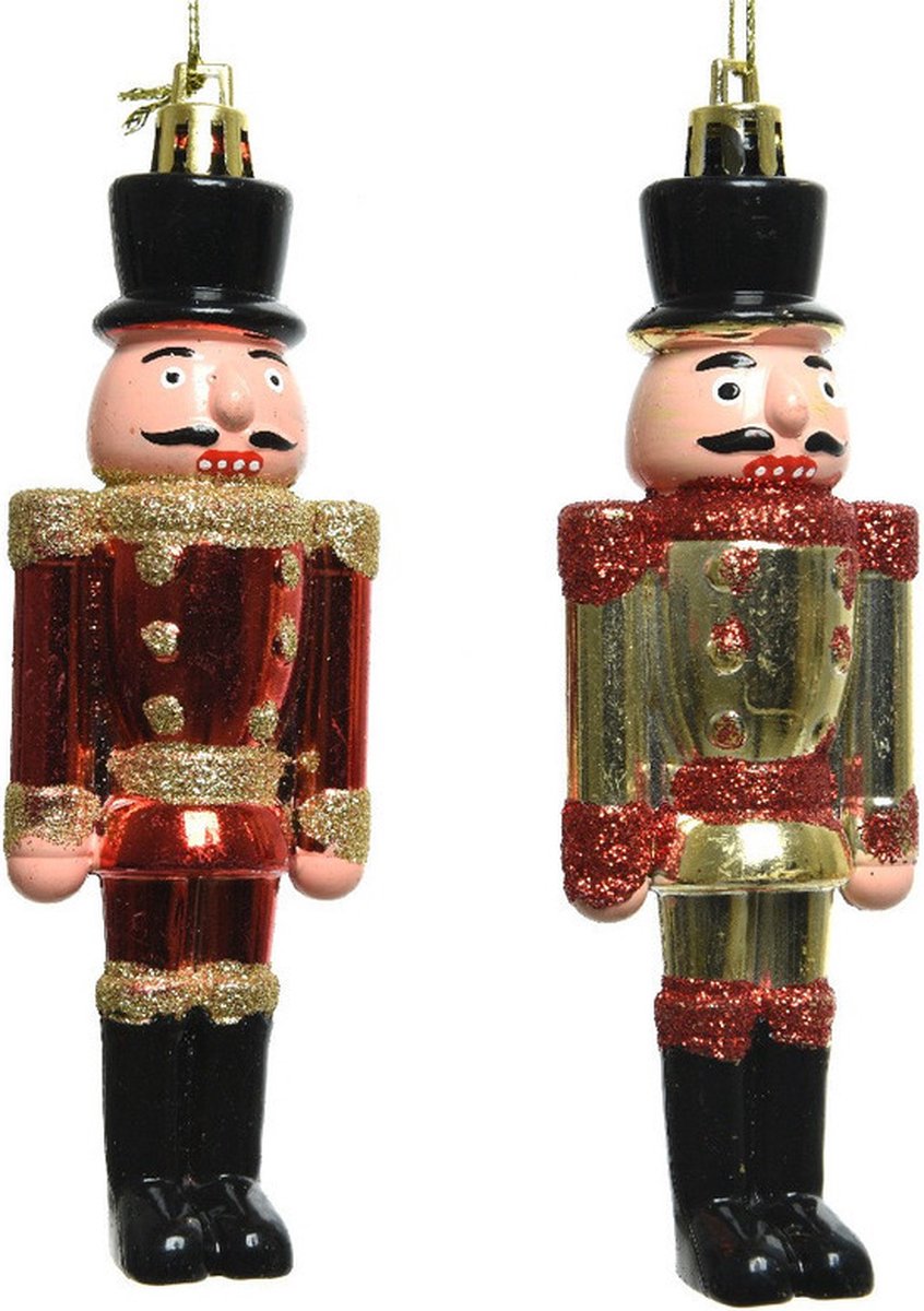 Decoris 2x Kerstboomhangers notenkrakers poppetjes/soldaten 9 cm - Kerstboomversiering kerstornamenten/kersthangers Multi