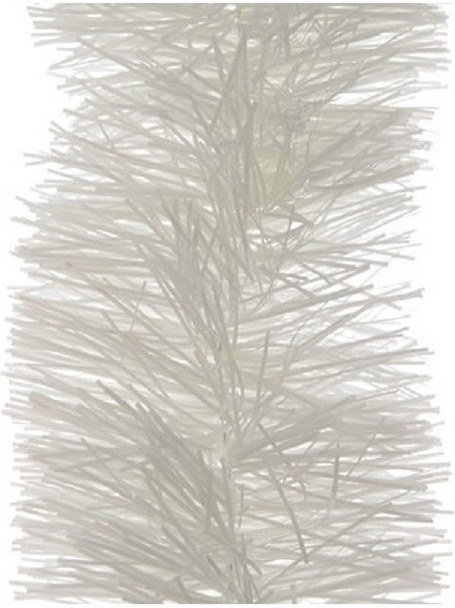 6x Kerstslingers winter wit 10 cm breed x 270 cm - Guirlande folie lametta - Winter witte kerstboom versieringen