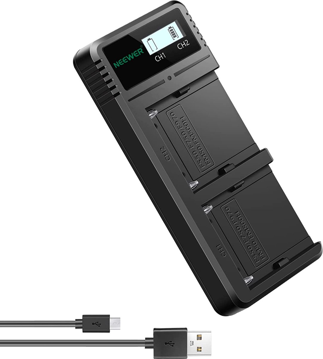 Neewer®- Dubbele USB oplader Geschikt voor Sony - NP-F970 NP-F960 NP-F950 NP-F930 NP-F770 NP-F750 NP-F570 NP-F550 Camerabatterij - Snelle Batterijlader met LCD Scherm - Veelzijdige Oplaadopties