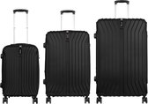Travelsuitcase - Kofferset Almeria 3 delig - Reiskoffers met cijferslot - ABS - Zwart - Handbagage en Ruimbagage