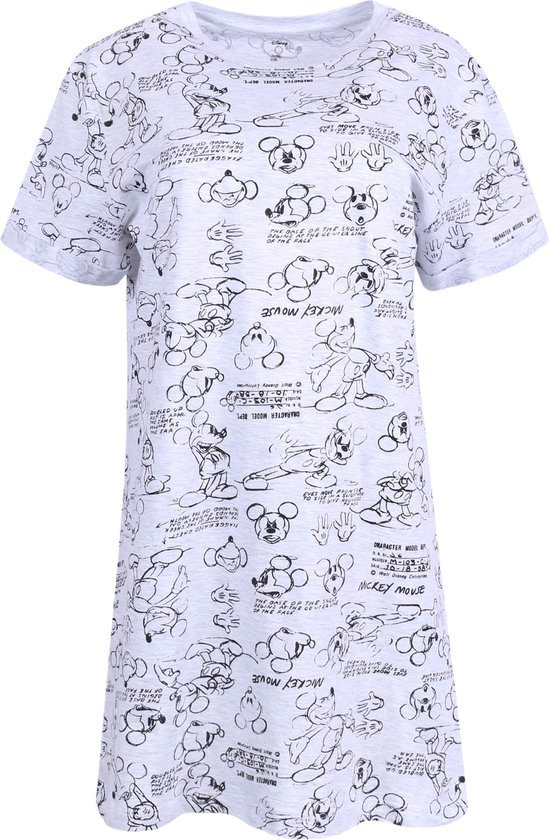 Grijs Mickey Mouse - Nachthemd met Korte Mouwen / S