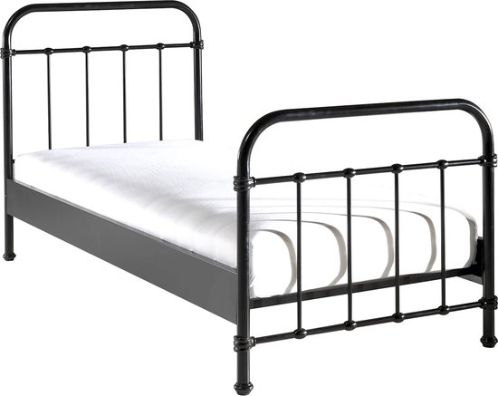 Vipack New York Kinderbed - Metalen Bedframe met Lattenbodem - 90x200 cm - Zwart