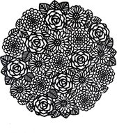 4x Zwarte Placemats Rond - Rosas Black - Zwart - Decoratie - 38cm rond