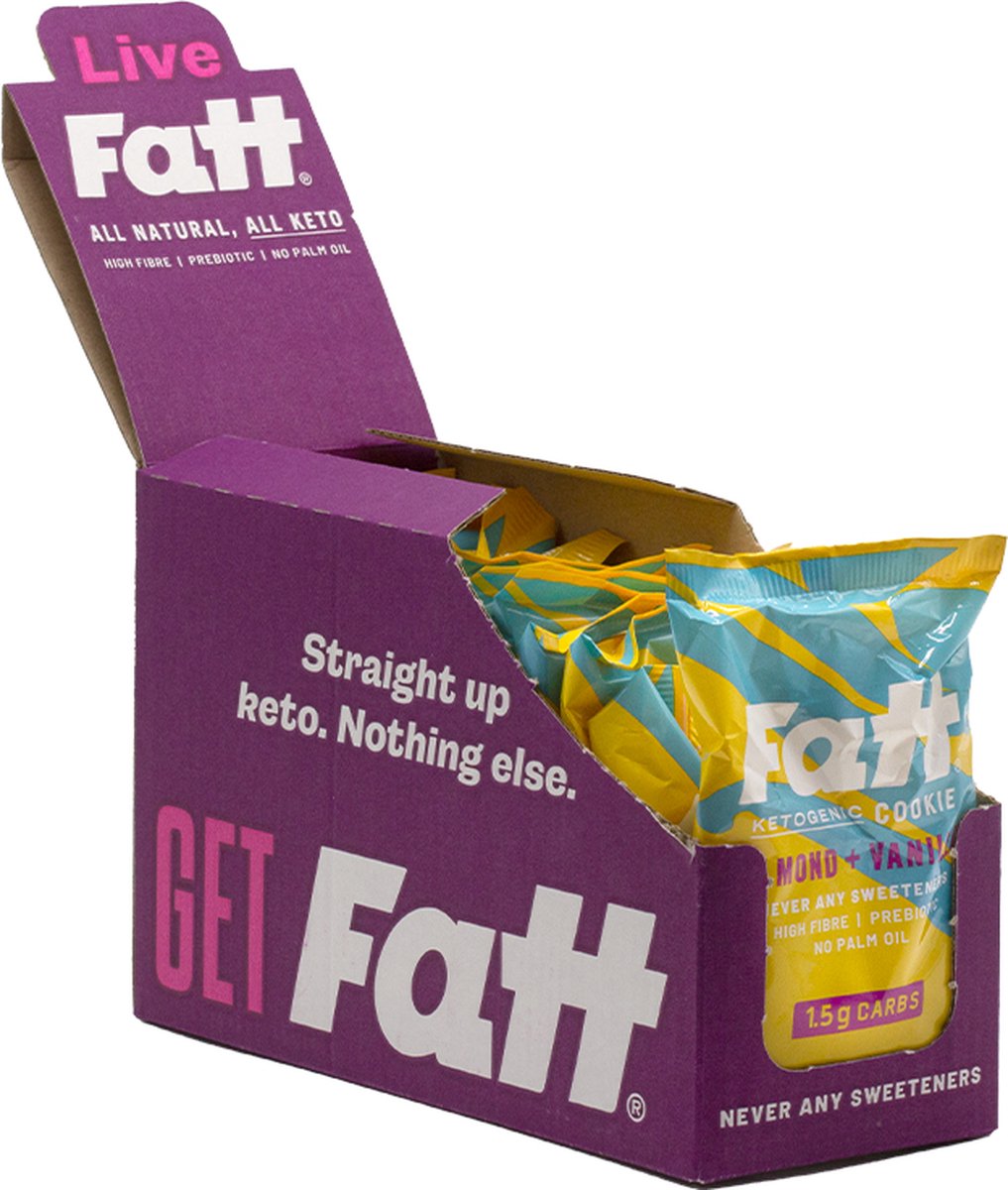 Fattbar | Keto Cookie | Almond Vanilla | 12 Stuks | 12 x 30g