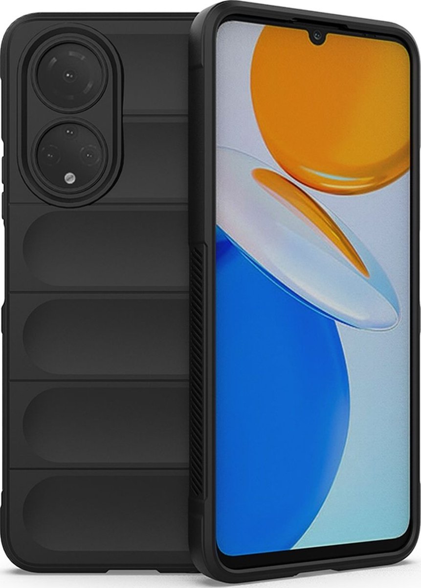 Mobigear Hoesje geschikt voor HONOR X7 Telefoonhoesje Flexibel TPU | Mobigear Bumpy Backcover | X7 Case | Back Cover - Zwart