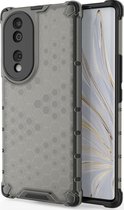 Mobigear Hoesje geschikt voor HONOR 70 Telefoonhoesje Hardcase | Mobigear Honeycomb Backcover Shockproof | Schokbestendig 70 Telefoonhoesje | Anti Shock Proof - Zwart