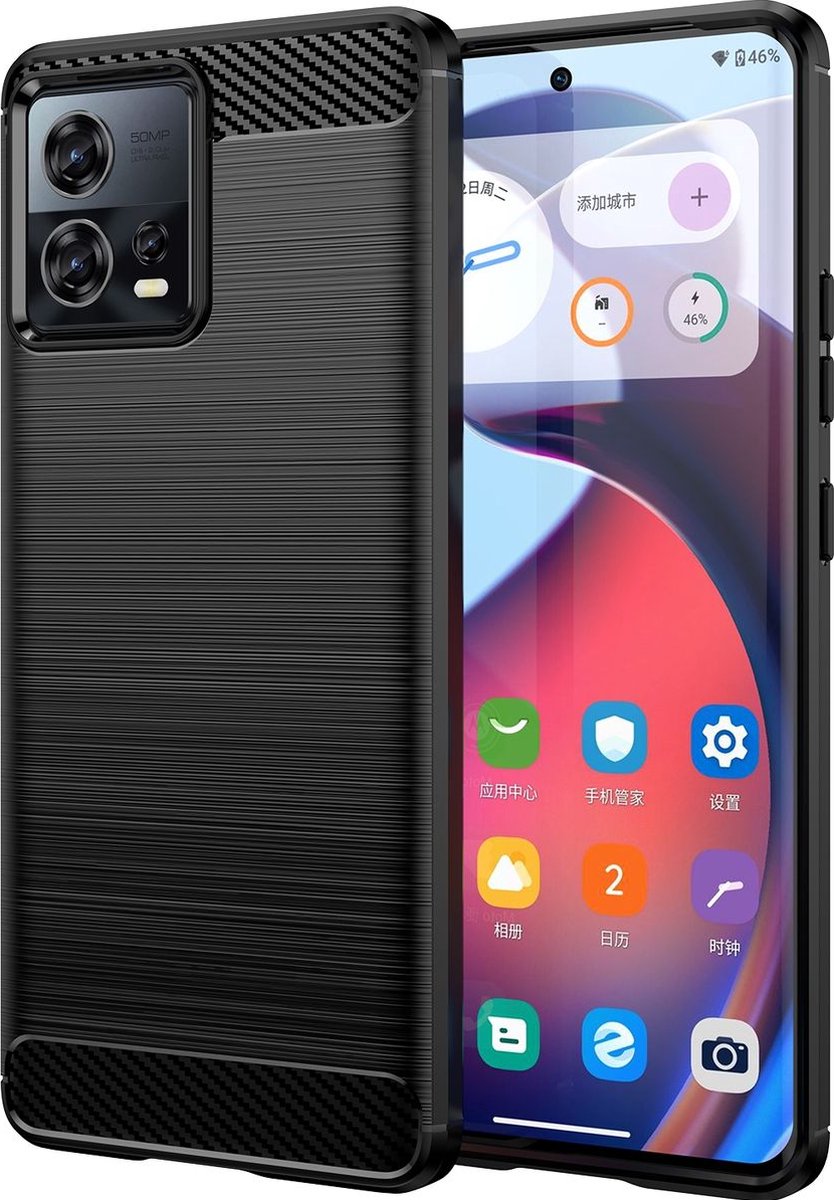 Mobigear Hoesje geschikt voor Motorola Edge 30 Fusion Telefoonhoesje Flexibel TPU | Mobigear Brushed Slim Backcover | Edge 30 Fusion Case | Back Cover - Zwart