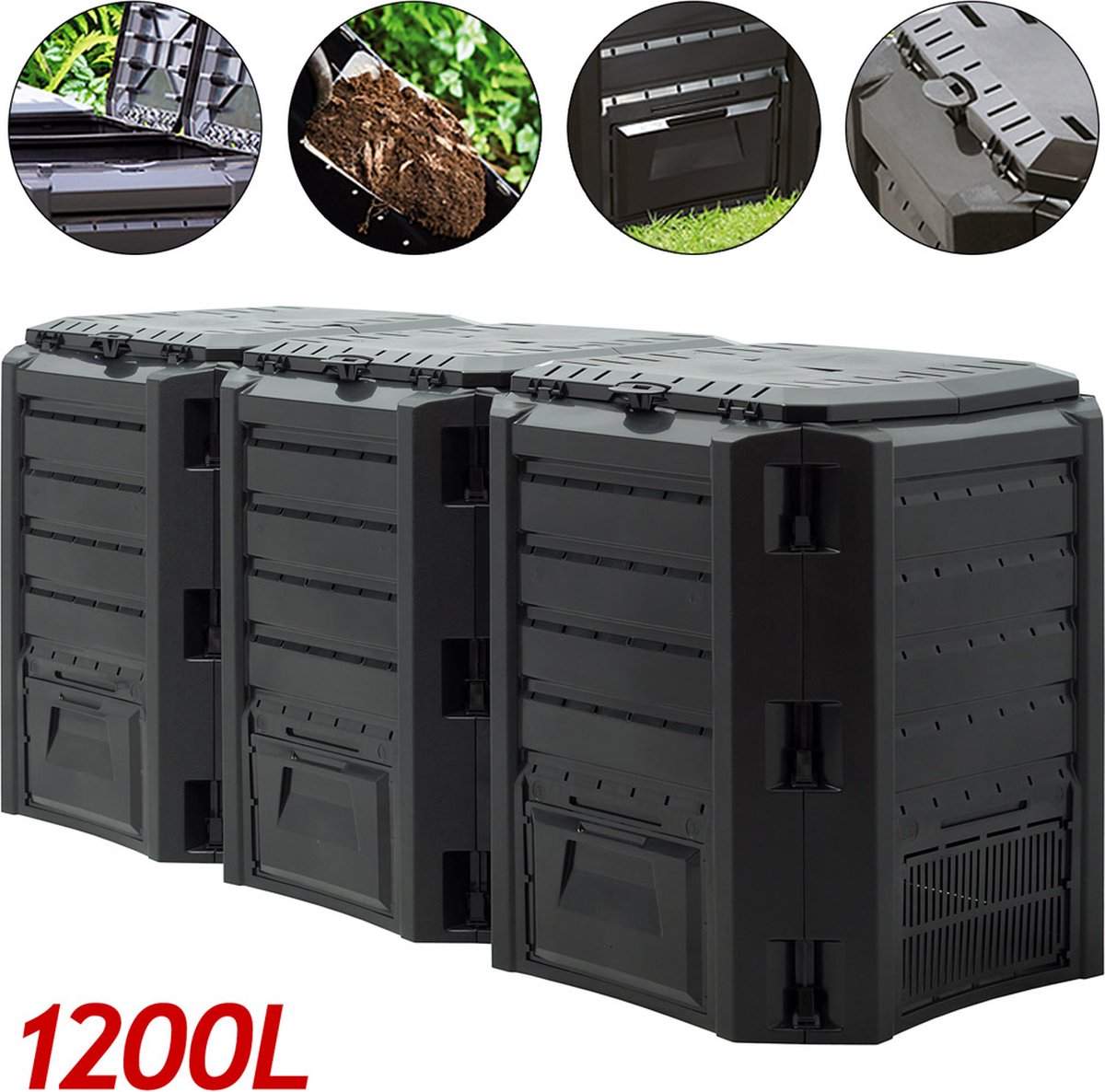 Deuba Compostbak zwart 1200L 198x72x83cm | bol.com