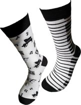 Verjaardag cadeautje voor hem en haar - Muziek Sokken - Muzieknoten Sokken - Leuke sokken - Vrolijke sokken - Luckyday Socks - Sokken met tekst - Aparte Sokken - Socks waar je Happy van wordt - Maat 36-41