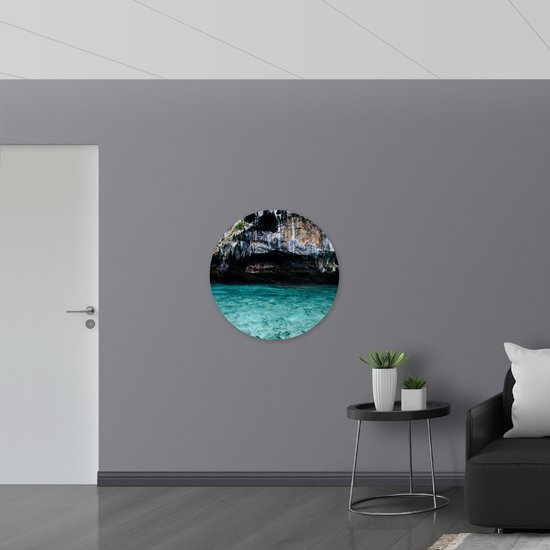 WallClassics - Cercle mural en panneau de mousse PVC - Lac Blauw sous les Montagnes - Photo 80x80 cm sur cercle mural (avec système de suspension)