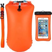 T&D - Zwemboei voor Veilig Openwater en Triatlon Zwemmen - Zwem Boei - Reddingsboeien - incl. drybag /Saferswimmer/Safe swimmer/ 20 Liter + Waterdichte smartphone hoes