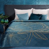 Oneiro’s luxe LOTOS Type 2 Beddensprei Blauw - 170x210 cm – bedsprei 2 persoons - beige – beddengoed – slaapkamer – spreien – dekens – wonen – slapen