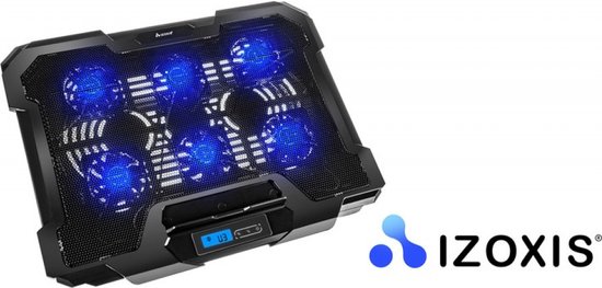 professionele laptop cooler (koelpad) - laptop en ipad cooler - koeler - blauw - usb 17 inch - laptop houder - 6 ventilatoren - verstelbaar