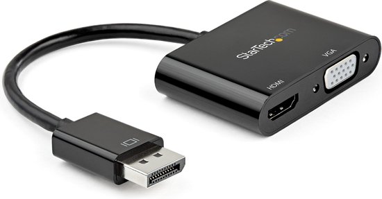 StarTech.com Adaptateur DisplayPort vers HDMI VGA - Dongle Convertisseur Numérique Multiport Actif Vidéo d'Écran DP 1.2 Mâle vers HDMI 2.0 4K 60 Hz VGA Femelle pour PC/CG (DP2VGAHD20)
