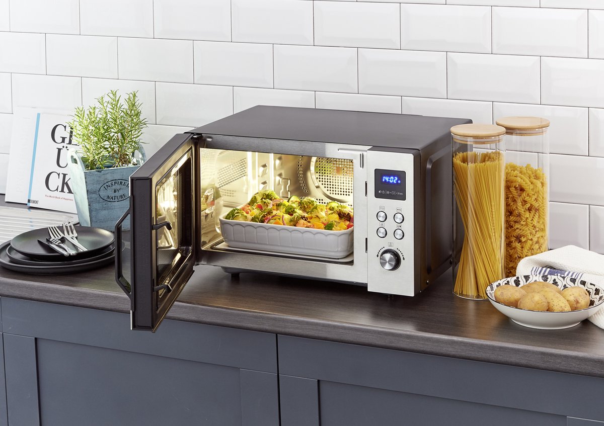 Severin MW 7777 Combi magnetron – Glazen Bodem zonder Draaiplateau – Ultra-Hetelucht tot 230 °C - 25 Liter - RVS — afbeelding 5