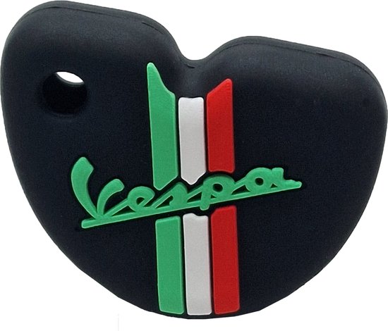 Vespa Siliconen Sleutelhoesje - Zwart met Groene letters - Zwart met Groen - Italiaanse Vlag