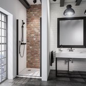 Porte de douche Schulte Style - porte tournante - niche - 90x192 cm - noir mat - verre de sécurité transparent - anticalcaire