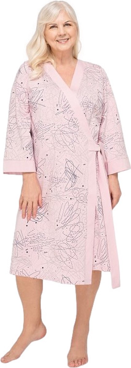 Viktoria katoenen dames badjas van Martel- licht roze 3XL