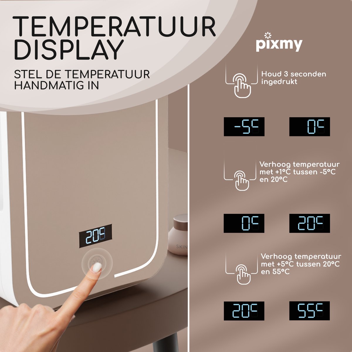 PIXMY - Réfrigérateur de PIXMY de la peau - Contenu 8L - Mini