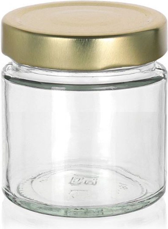 Ornina - 220ml luxe glazen pot met gouden draaideksel - voorraadpot |  bol.com
