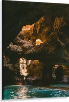 WallClassics - Canvas  - Grot met Zonlicht van Boven - 100x150 cm Foto op Canvas Schilderij (Wanddecoratie op Canvas)