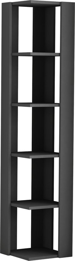 Hocuspicus HOCUS PICUS 5-Lagen Hoekboekenkast met Meerdere Kleuropties - 161x34x34 cm - Woonkamermeubel - Eenvoudig te Monteren - Boekenopslag - Displaykast (Antraciet)