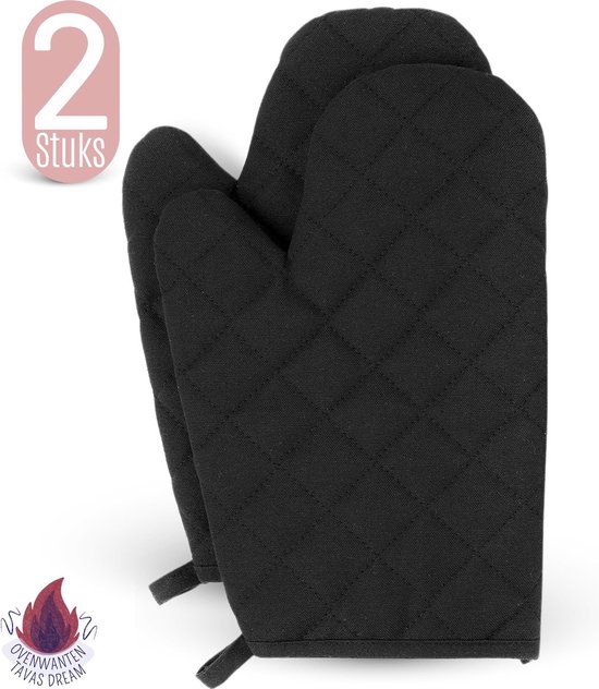 Clayre & Eef Ovenwant 18x30 cm Wit Roze Katoen Rendier Ovenhandschoen - Clayre & Eef