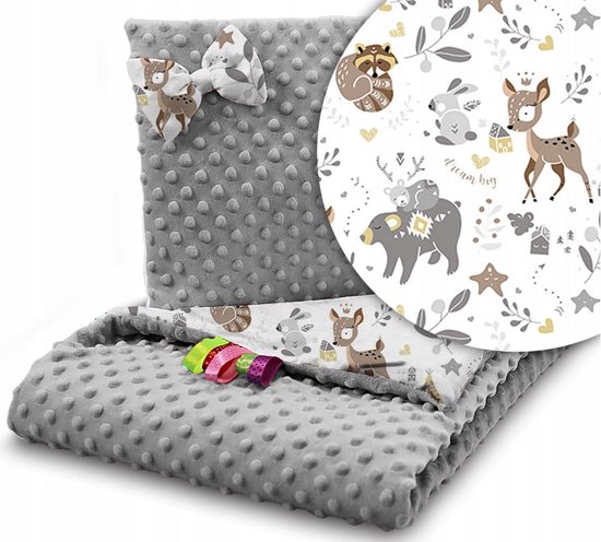 Foto: Exclusief minky fluwelen set deken met kussen 75x100cm baby deer