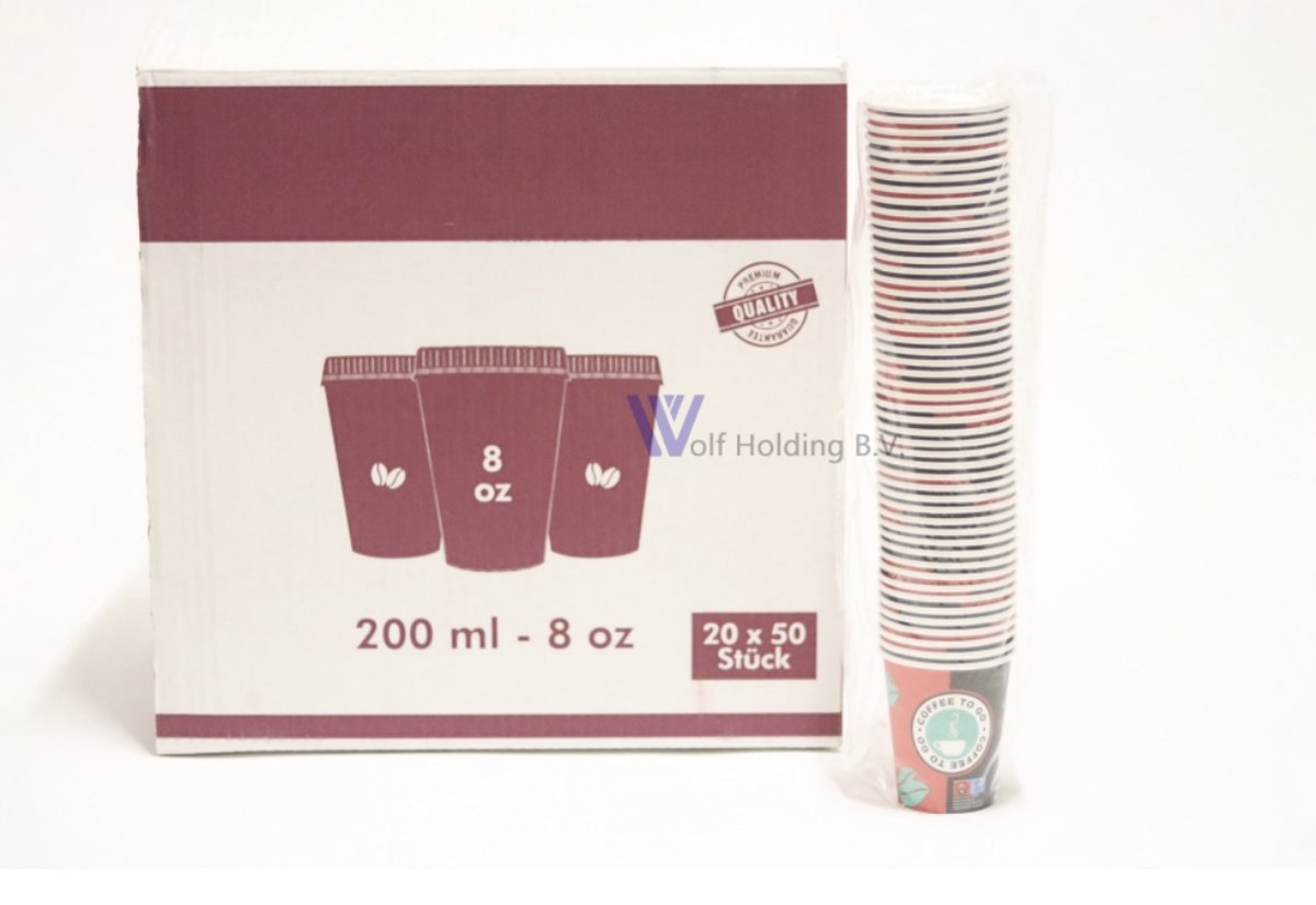 KURTT 500 stuks, drinkbeker 200 ml/8oz wegwerp koffie beker - kraft bekers - wegwerpbeker - drinkbeker - verjaardagen - koffiebekers to go