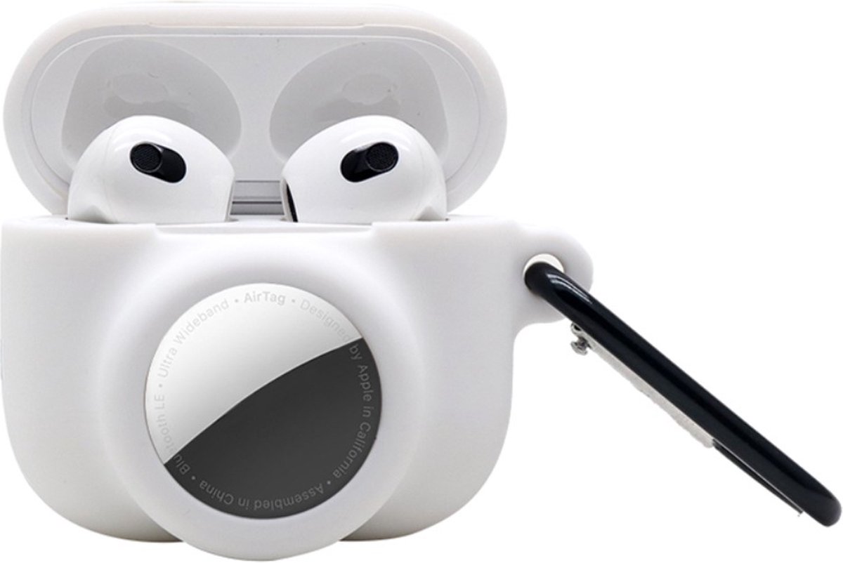 2 in 1 AirPods 3 en Airtag Case - Beschermhoes - AirPods 3 Cover - AirPods 3 AirTag Hoesje - Geschikt voor Apple Airpods 3 - wit