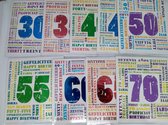 9 cartes de vœux de luxe 30,35,40,45,50,55,60,65 et 70 ans