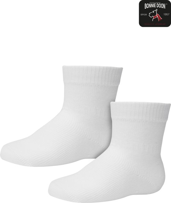 Bonnie Doon Basic Sokken Baby Wit 4/8 maand - 2 paar - Unisex - Organisch Katoen - Jongens en Meisjes - Stay On Socks - Basis Sok - Zakt niet af - Gladde Naden - GOTS gecertificeerd - 2-pack - Multipack - White - OL9344012.103