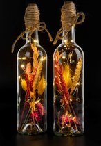 Droogbloemen - Vazen & Flessen - Fles Glas - Decoratieve Accessoires - Flessen - LED Sfeerverlichting- Herfst- Kerst- Najaar- Zomer- solar- Gezelligheid- Woondecoratie- Droogbloemen in fles