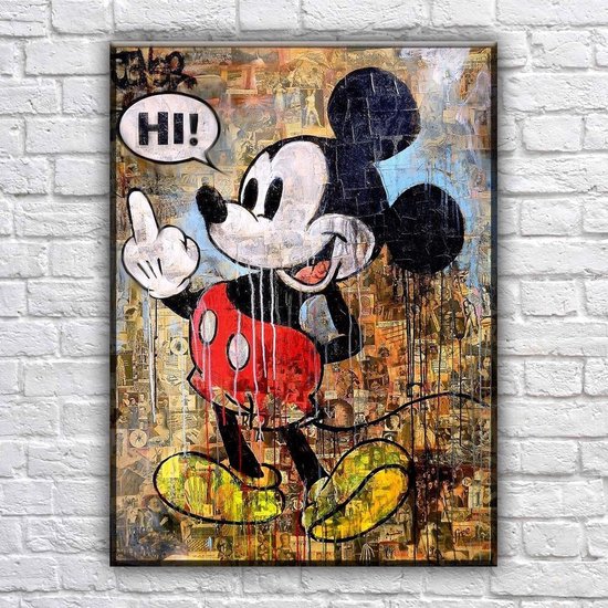 Overlappen in tegenstelling tot opleggen UNIEK 1 van de 10 - Mickey Mouse Schilderij - Kunstwerk Canvas 50x70 cm -  groot -... | bol.com