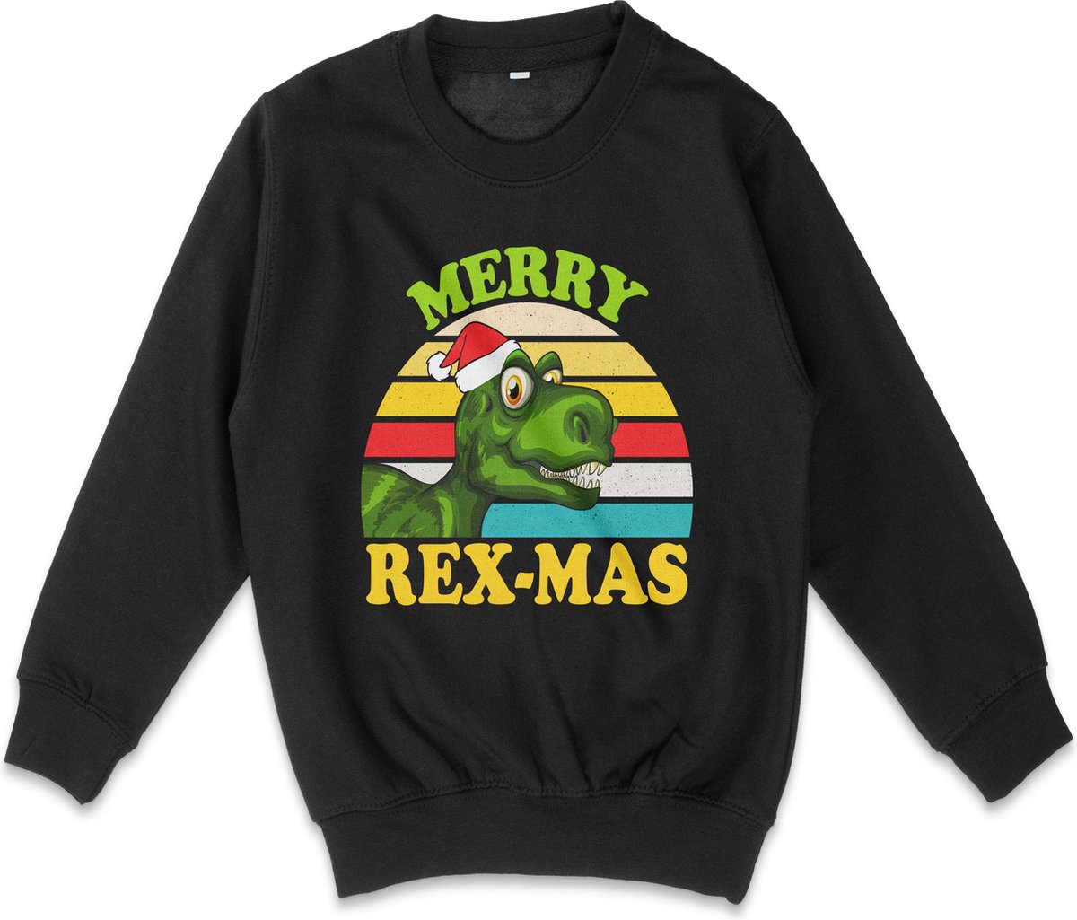 AWDis - Sweater Trui Meisjes Jongens Kerstmis - Zwart - Maat 104 (XS)